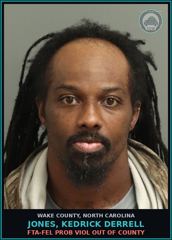 Booking mugshot of Jones, Kedrick Derrell in Wake County