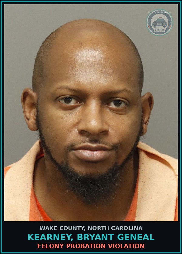 Booking mugshot of Kearney, Bryant Geneal in Wake County