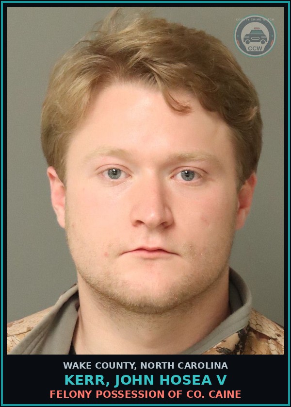 Booking mugshot of Kerr, John Hosea V in Wake County