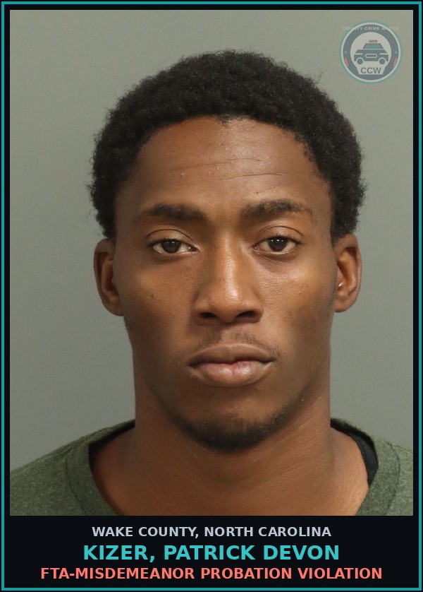 Booking mugshot of Kizer, Patrick Devon in Wake County