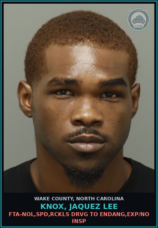 Booking mugshot of Knox, Jaquez Lee in Wake County