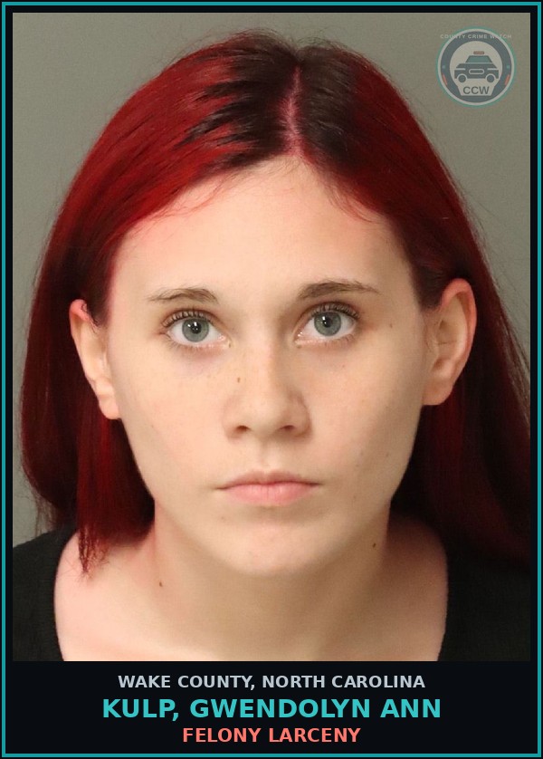 Booking mugshot of Kulp, Gwendolyn Ann in Wake County
