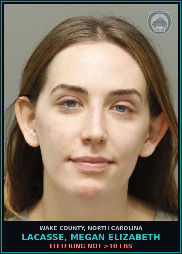 Booking mugshot of Lacasse, Megan Elizabeth in Wake County