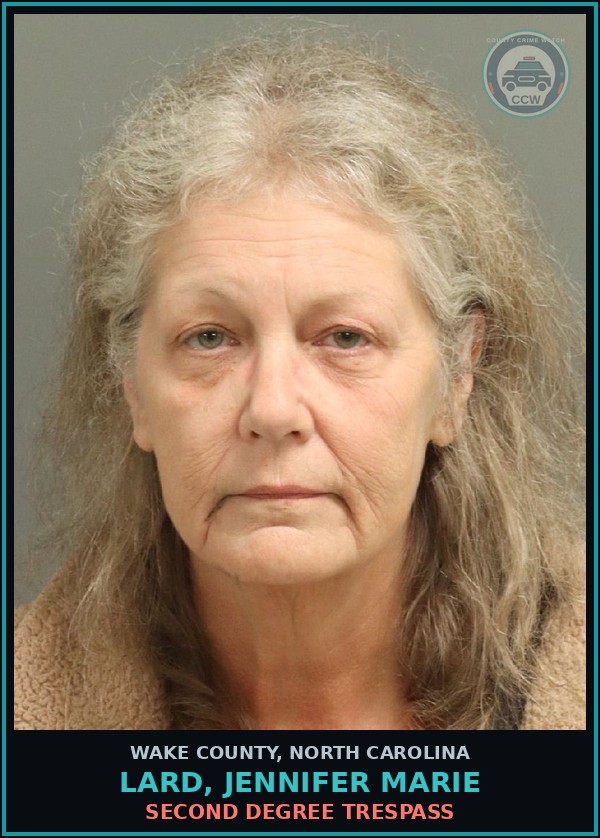 Booking mugshot of Lard, Jennifer Marie in Wake County