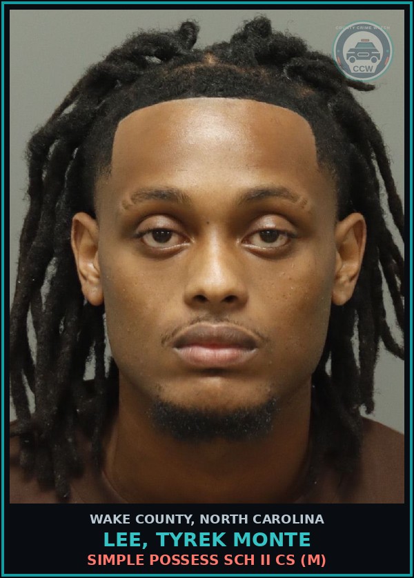 Booking mugshot of Lee, Tyrek Monte in Wake County