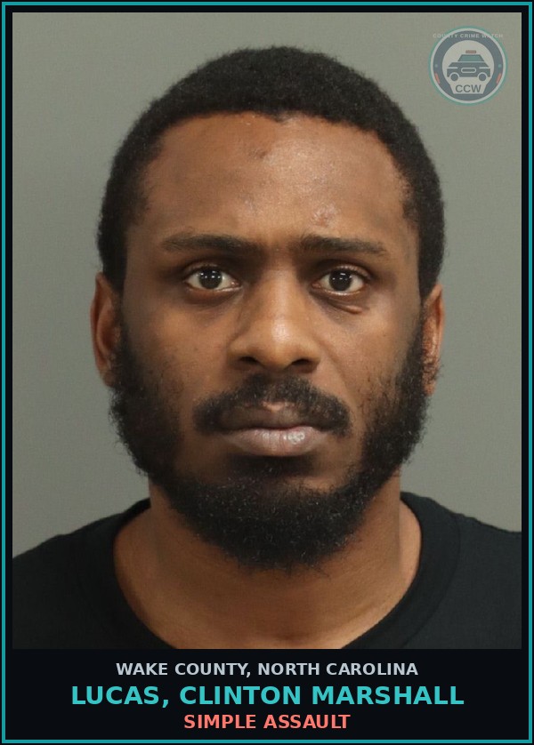 Booking mugshot of Lucas, Clinton Marshall in Wake County
