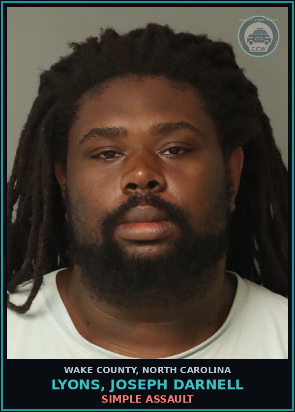 Booking mugshot of Lyons, Joseph Darnell in Wake County