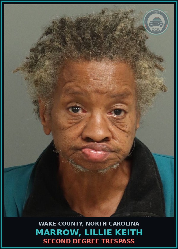 Booking mugshot of Marrow, Lillie Keith in Wake County