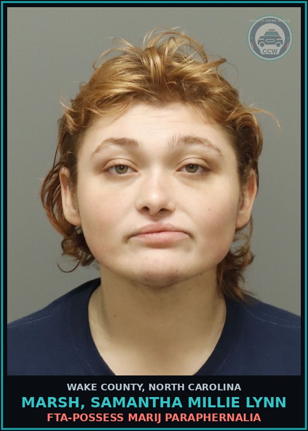Booking mugshot of Marsh, Samantha Millie Lynn in Wake County