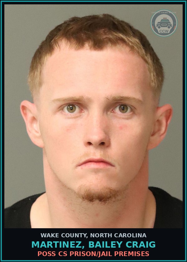 Booking mugshot of Martinez, Bailey Craig in Wake County