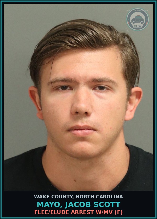 Booking mugshot of Mayo, Jacob Scott in Wake County