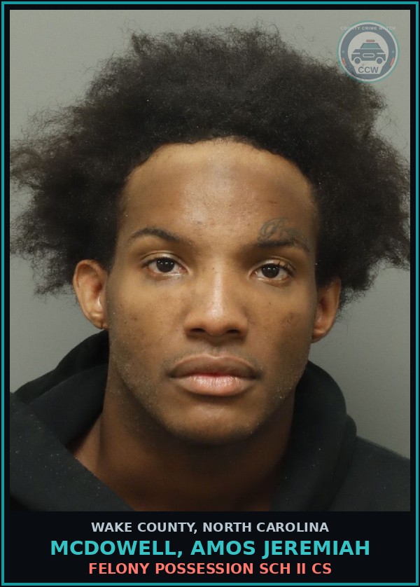 Booking mugshot of Mcdowell, Amos Jeremiah in Wake County