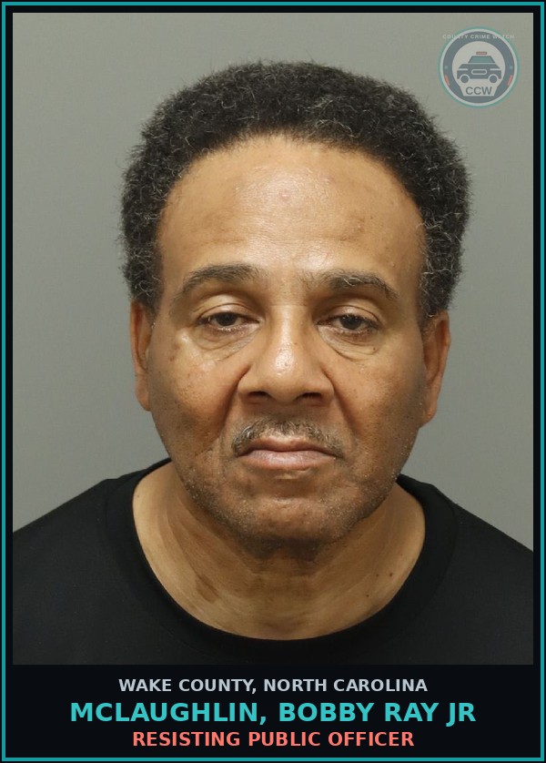 Booking mugshot of Mclaughlin, Bobby Ray Jr in Wake County
