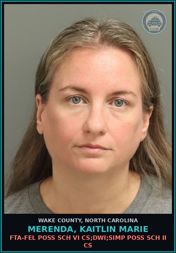 Booking mugshot of Merenda, Kaitlin Marie in Wake County