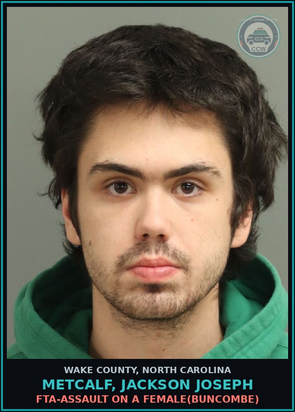Booking mugshot of Metcalf, Jackson Joseph in Wake County