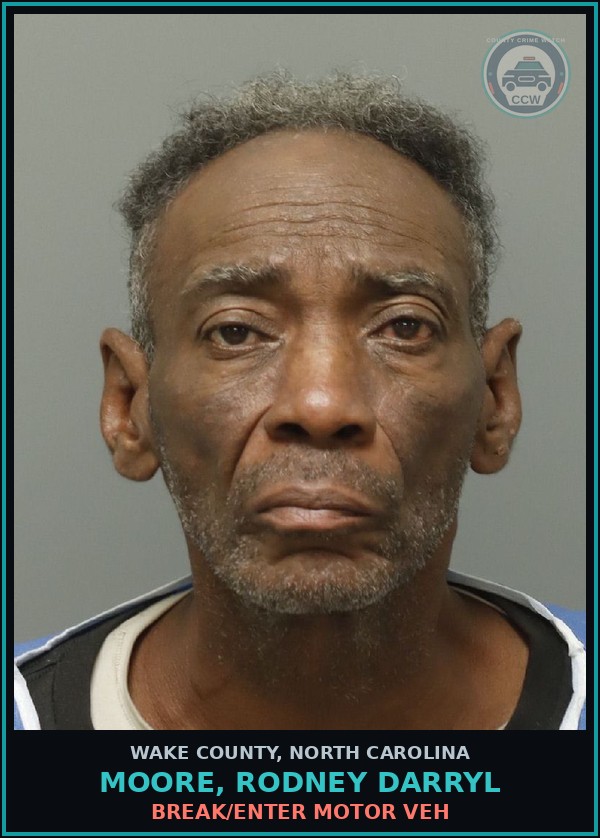 Booking mugshot of Moore, Rodney Darryl in Wake County