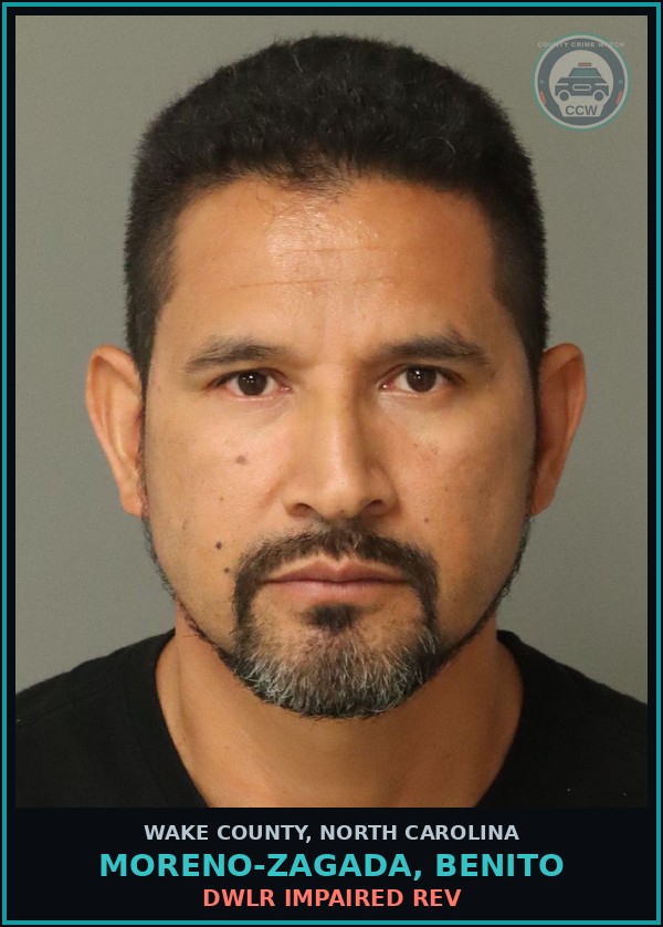 Booking mugshot of Moreno-Zagada, Benito in Wake County