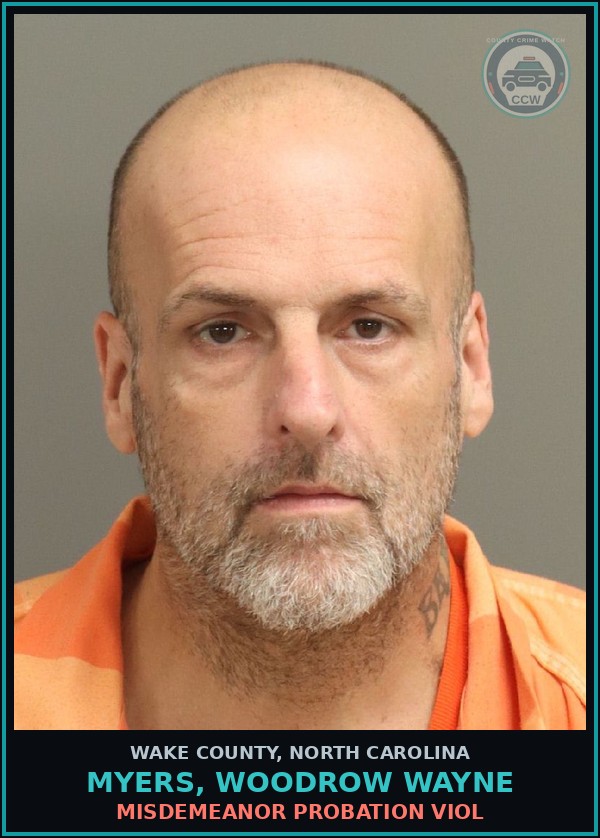 Booking mugshot of Myers, Woodrow Wayne in Wake County