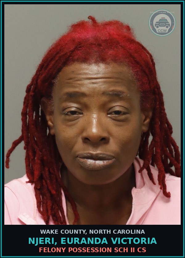 Booking mugshot of Njeri, Euranda Victoria in Wake County