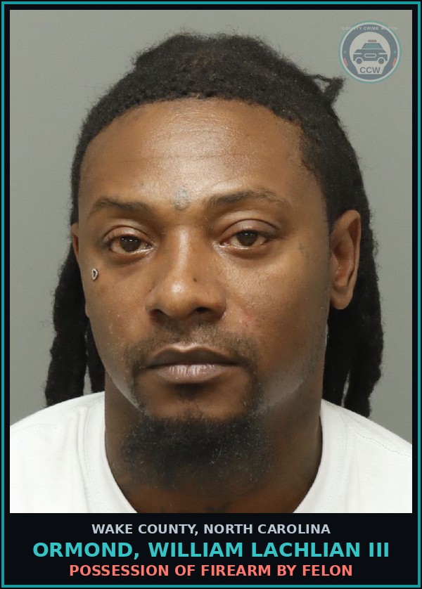 Booking mugshot of Ormond, William Lachlian Iii in Wake County
