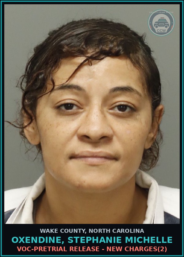 Booking mugshot of Oxendine, Stephanie Michelle in Wake County