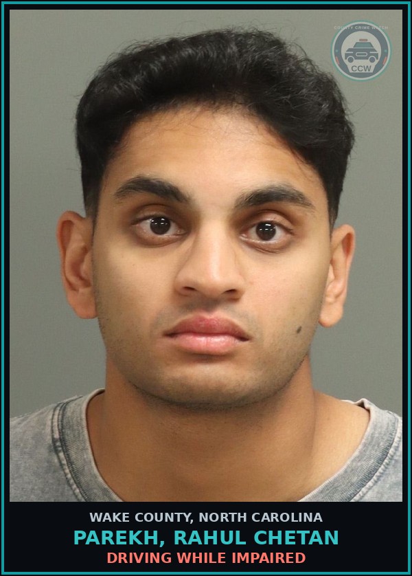 Booking mugshot of Parekh, Rahul Chetan in Wake County