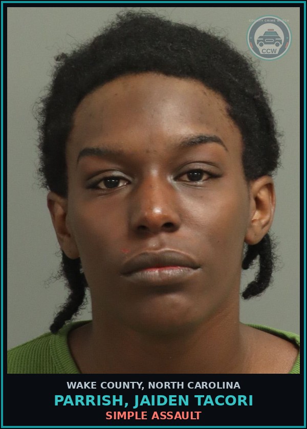 Booking mugshot of Parrish, Jaiden Tacori in Wake County