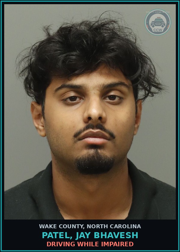 Booking mugshot of Patel, Jay Bhavesh in Wake County
