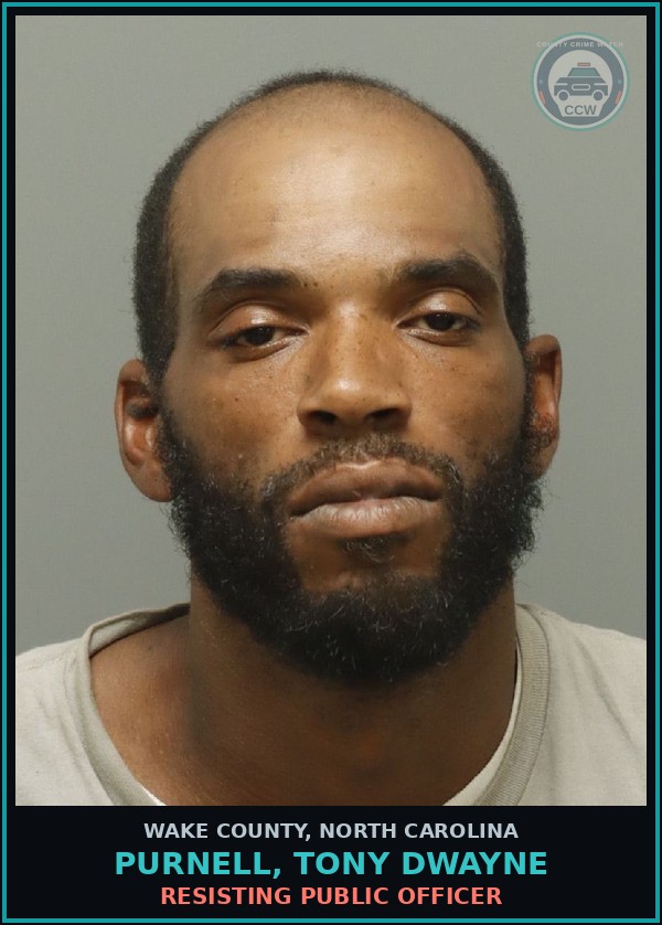 Booking mugshot of Purnell, Tony Dwayne in Wake County