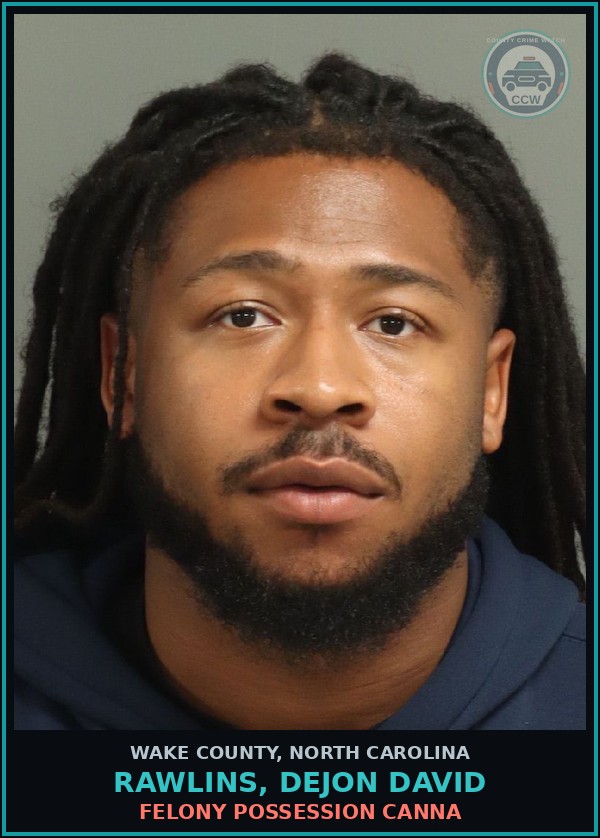 Booking mugshot of Rawlins, Dejon David in Wake County