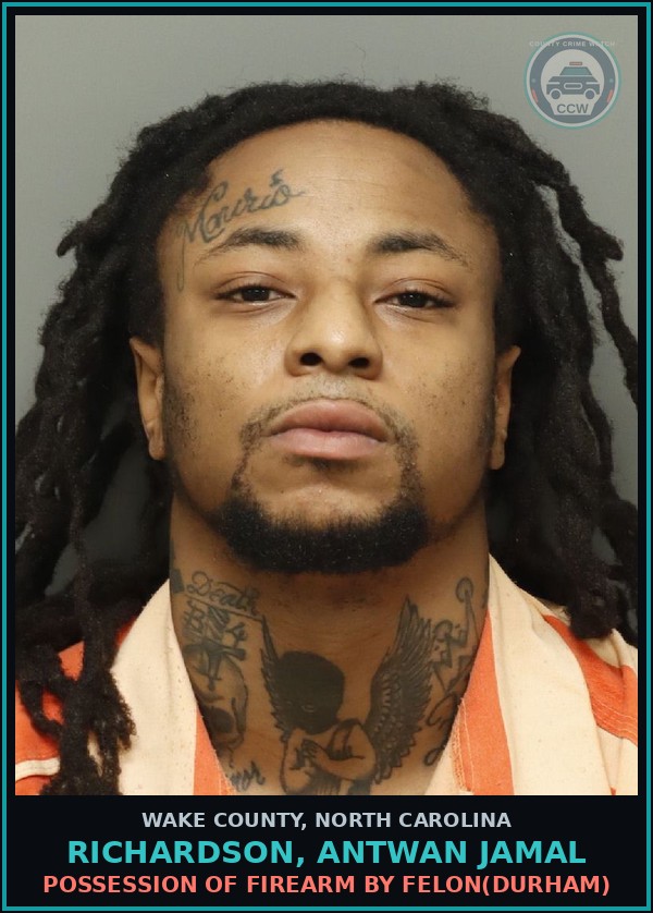 Booking mugshot of Richardson, Antwan Jamal in Wake County