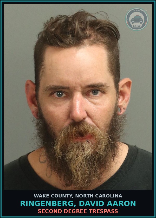 Booking mugshot of Ringenberg, David Aaron in Wake County