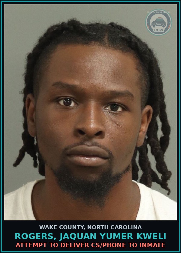 Booking mugshot of Rogers, Jaquan Yumer Kweli in Wake County