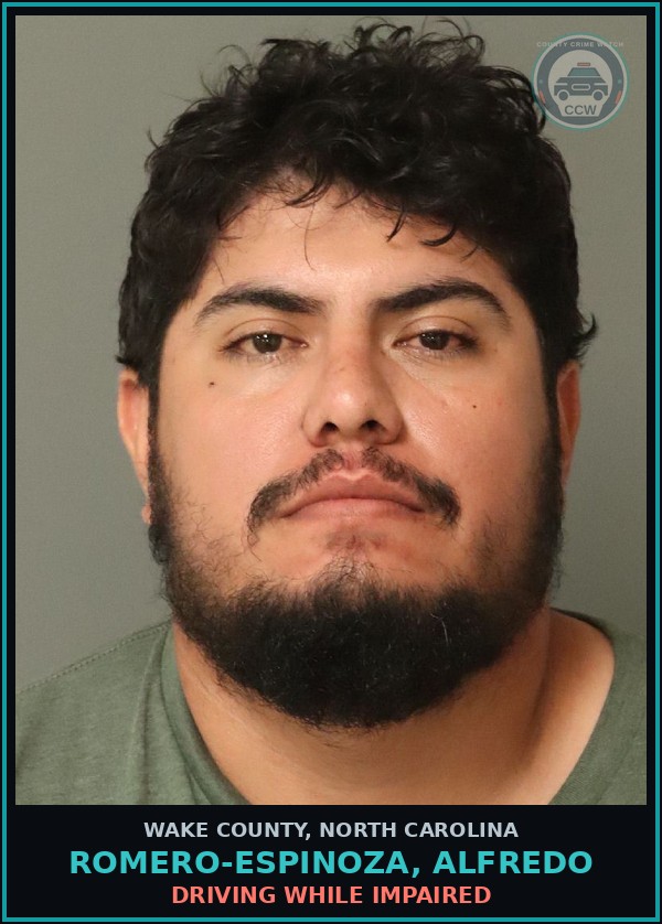 Booking mugshot of Romero-Espinoza, Alfredo in Wake County