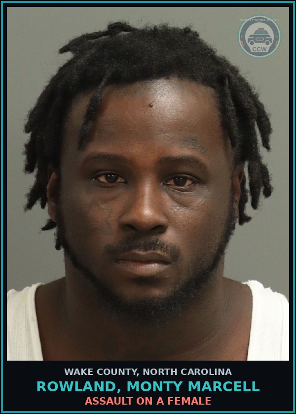 Booking mugshot of Rowland, Monty Marcell in Wake County