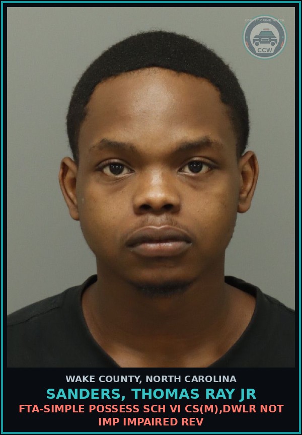 Booking mugshot of Sanders, Thomas Ray Jr in Wake County
