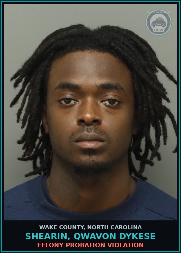 Booking mugshot of Shearin, Qwavon Dykese in Wake County