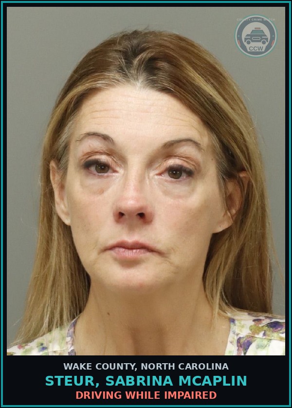 Booking mugshot of Steur, Sabrina Mcaplin in Wake County
