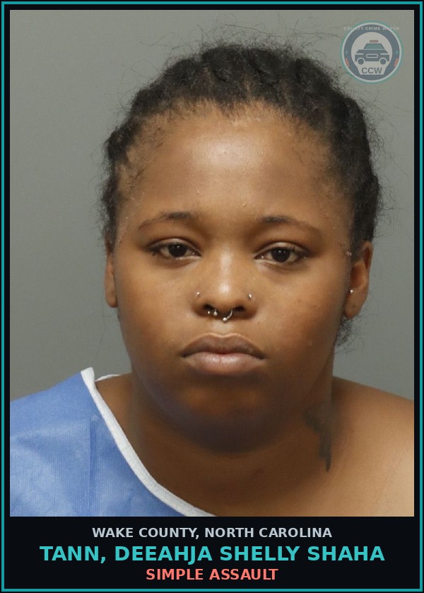 Booking mugshot of Tann, Deeahja Shelly Shaha in Wake County