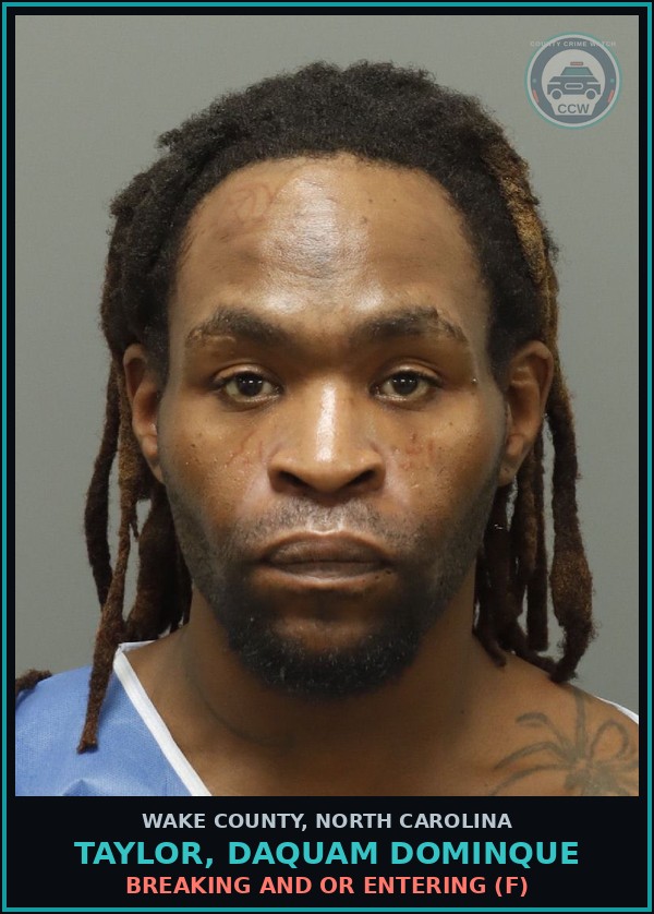 Booking mugshot of Taylor, Daquam Dominque in Wake County