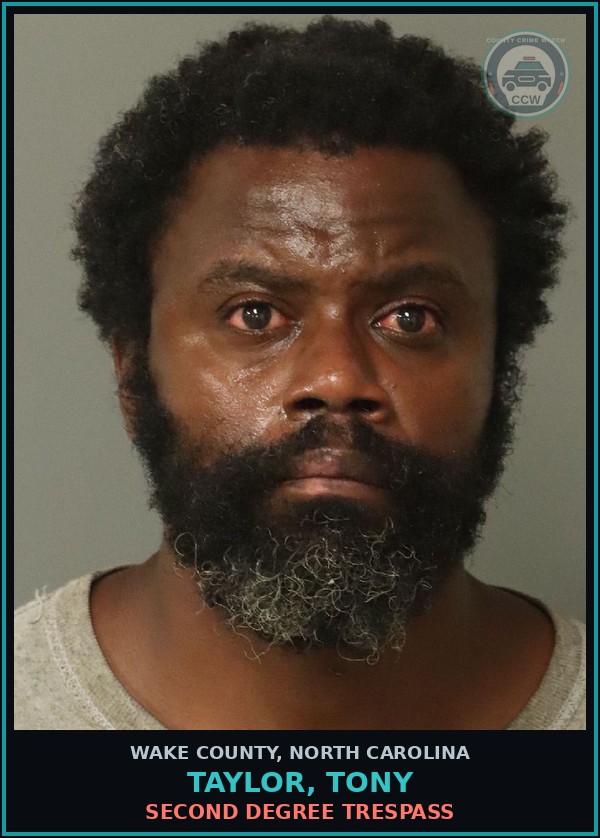 Booking mugshot of Taylor, Tony in Wake County