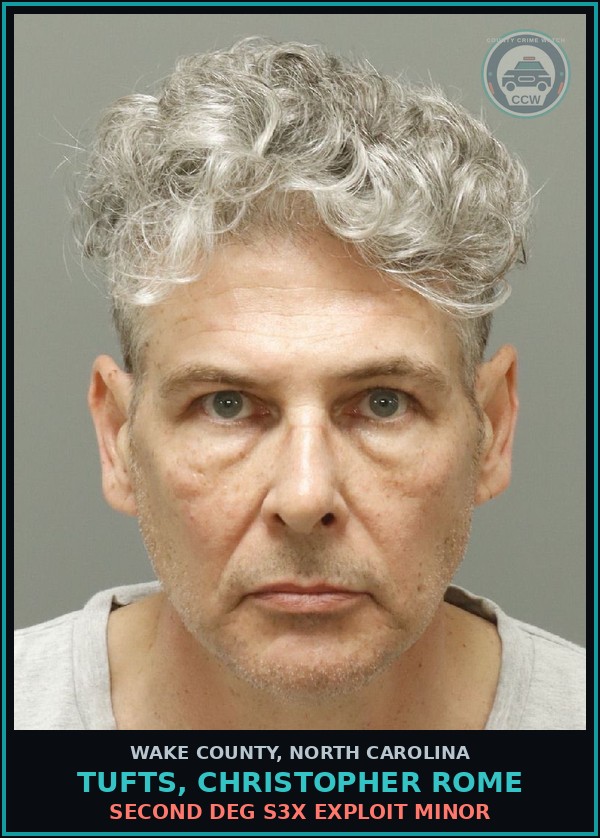 Booking mugshot of Tufts, Christopher Rome in Wake County