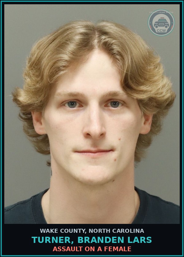 Booking mugshot of Turner, Branden Lars in Wake County