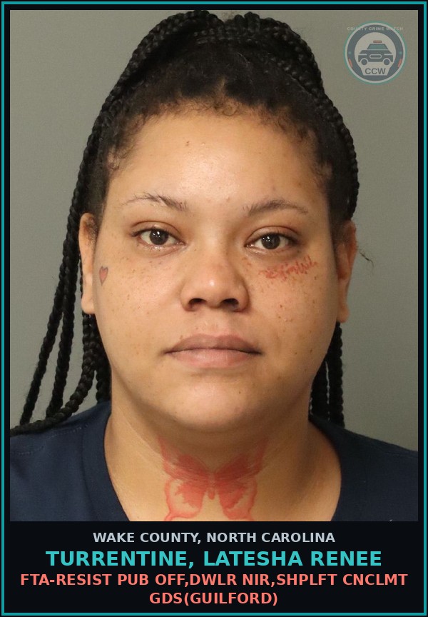 Booking mugshot of Turrentine, Latesha Renee in Wake County
