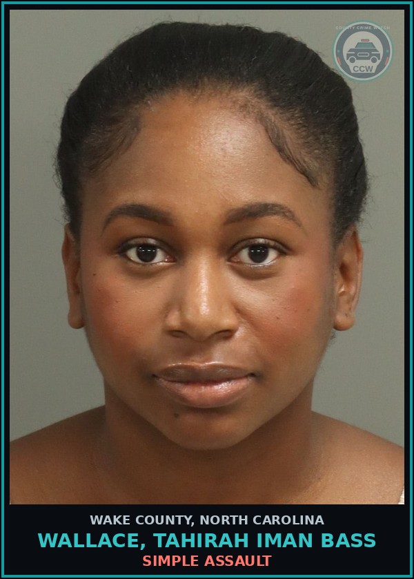 Booking mugshot of Wallace, Tahirah Iman Bass in Wake County