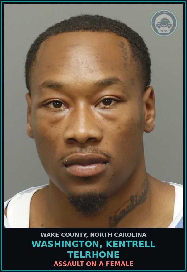 Booking mugshot of Washington, Kentrell Telrhone in Wake County