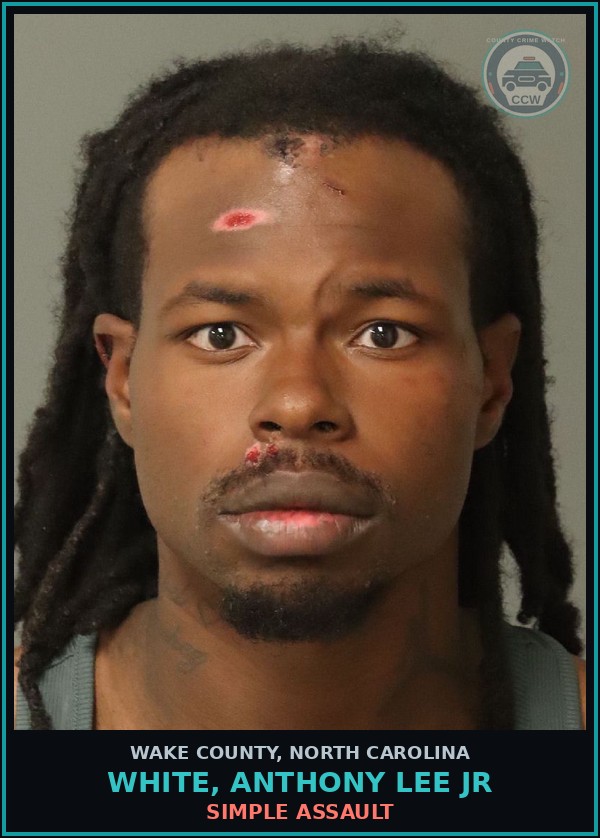 Booking mugshot of White, Anthony Lee Jr in Wake County