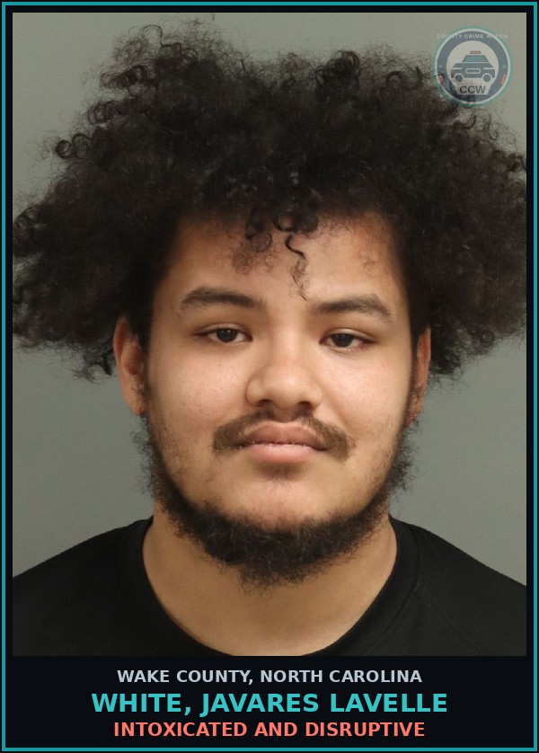 Booking mugshot of White, Javares Lavelle in Wake County