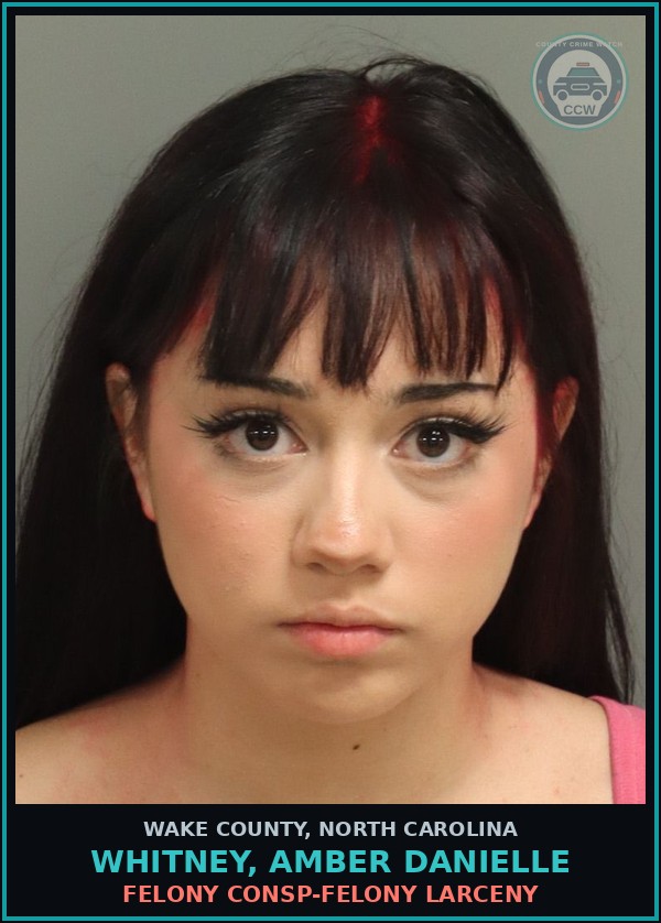 Booking mugshot of Whitney, Amber Danielle in Wake County