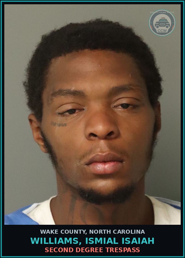Booking mugshot of Williams, Ismial Isaiah in Wake County
